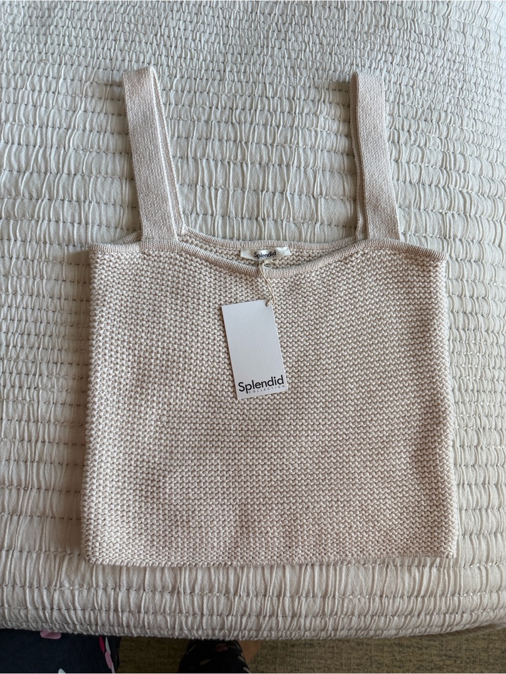 Splendid Cream Knit Cropped Tank Top